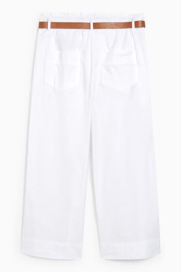 Femmes - Pantalon de toile - high waist - wide leg - blanc