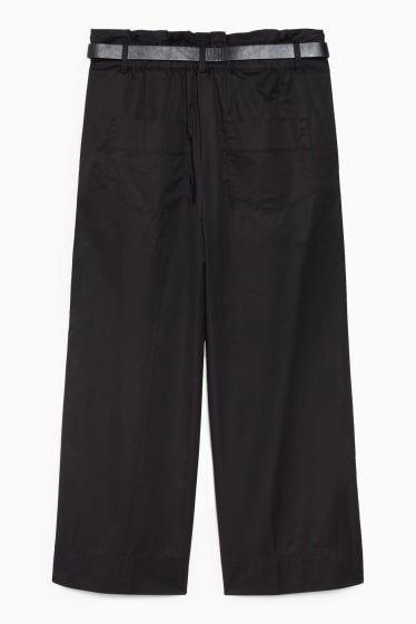 Women - Cloth trousers - high waist - wide leg - black