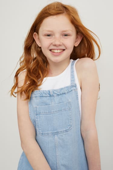 Kinderen: meisjes - Set - top en denim overgooier - 2 delig - jeanslichtblauw
