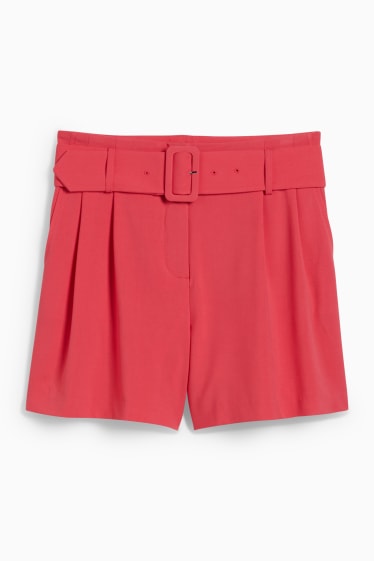 Damen - Shorts mit Gürtel - High Waist - pink