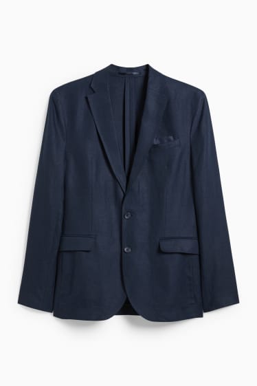 Hommes - Veste de bureau en lin - slim fit - bleu foncé