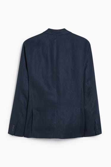 Hommes - Veste de bureau en lin - slim fit - bleu foncé