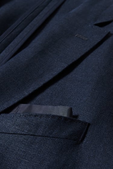 Uomo - Giacca in lino business - slim fit - blu scuro