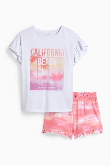 Children Girls - Short pyjamas - 2 piece - white