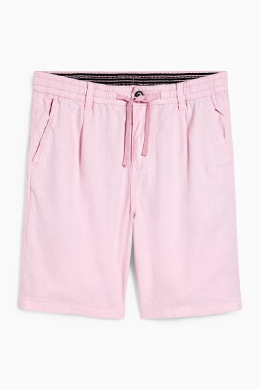 Hommes - Short - lin mélangé - rose