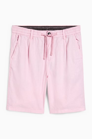 Hombre - Shorts - mezcla de lino - rosa