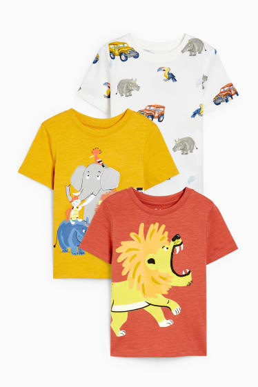 Kinder Jungen - Multipack 3er - Kurzarmshirt - braun