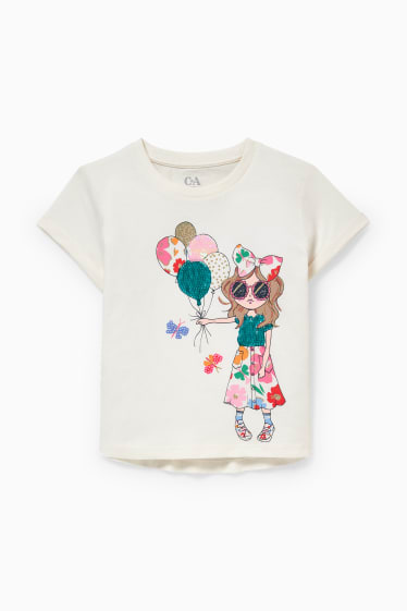 Kinder Mädchen - Kurzarmshirt - Glanz-Effekt - weiß