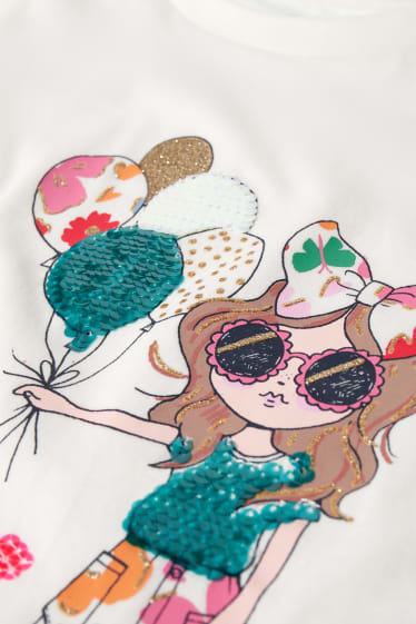 Kinder Mädchen - Kurzarmshirt - Glanz-Effekt - weiß