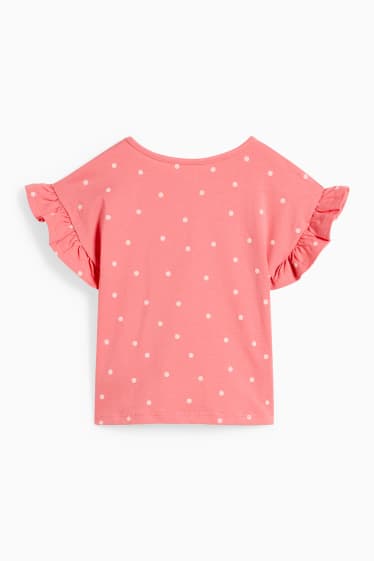 Kinder Mädchen - Kurzarmshirt - Glanz-Effekt - gepunktet - pink