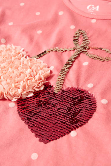 Kinder Mädchen - Kurzarmshirt - Glanz-Effekt - gepunktet - pink