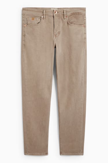 Hombre - Tapered jeans - con fibras de cáñamo - beige claro