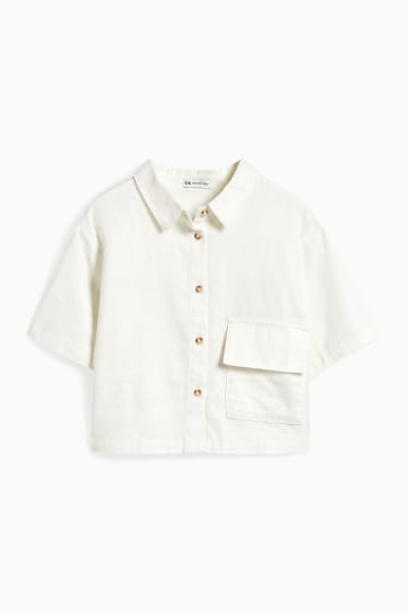 Bambine - Blusa - misto lino - bianco crema