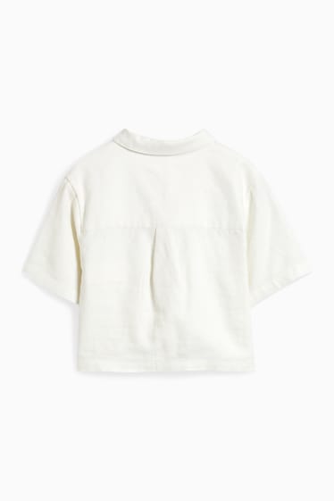 Kinderen - Blouse - linnenmix - crème wit