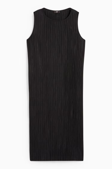 Damen - Plissee-Kleid - schwarz
