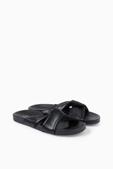 Damen - Sandalen - Lederimitat - schwarz