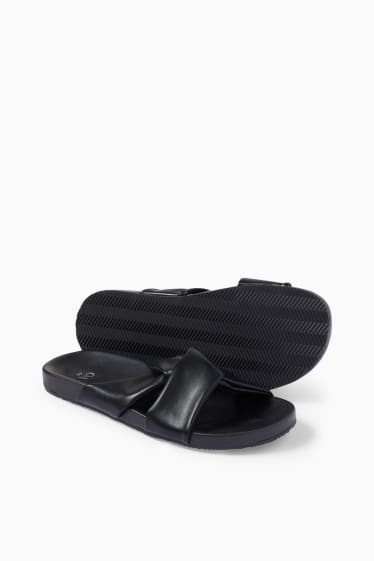 Damen - Sandalen - Lederimitat - schwarz