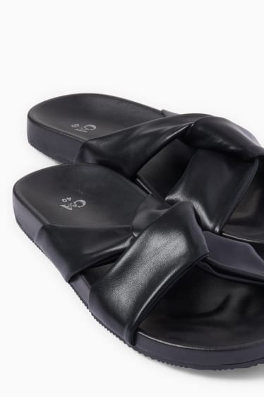 Damen - Sandalen - Lederimitat - schwarz