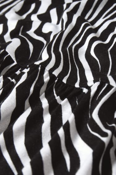 Femmes - Robe avec col en V - à motif - noir / blanc