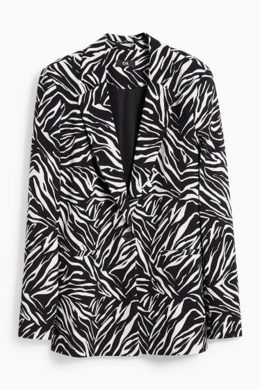 Women - Blazer - relaxed fit - patterned - black / white