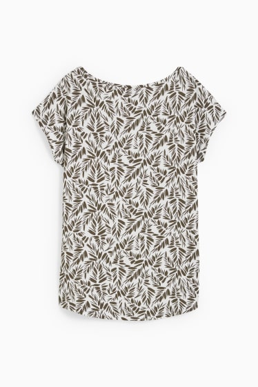 Dames - Basic-T-shirt - wit / groen