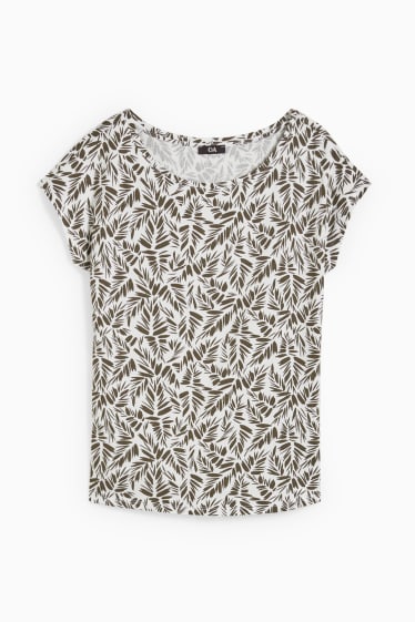 Dames - Basic-T-shirt - wit / groen