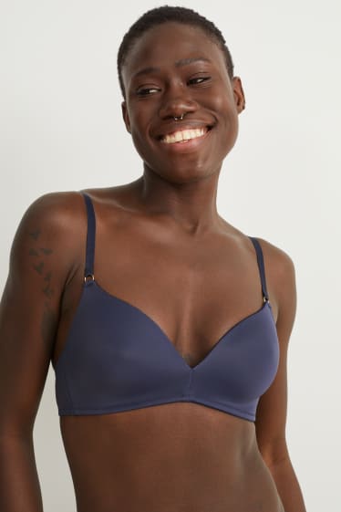 Femmes - Lot de 2 - soutiens-gorge sans armatures - ampliformes - LYCRA® - bleu foncé