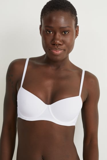 Dámské - Multipack 2 ks - podprsenka s kosticemi - DEMI - s vycpávkami - LYCRA® - bílá