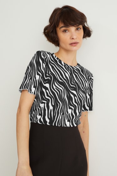 Damen - T-Shirt - gemustert - schwarz / weiß