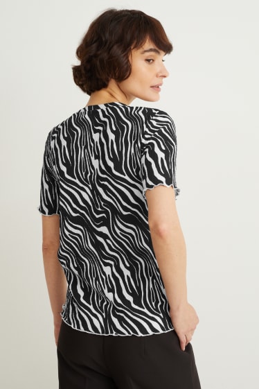 Damen - T-Shirt - gemustert - schwarz / weiß