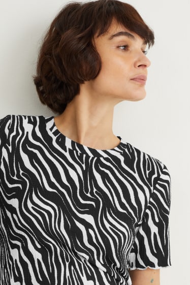 Damen - T-Shirt - gemustert - schwarz / weiß
