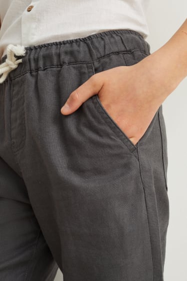 Enfants garçons - Pantalon - lin mélangé - gris foncé