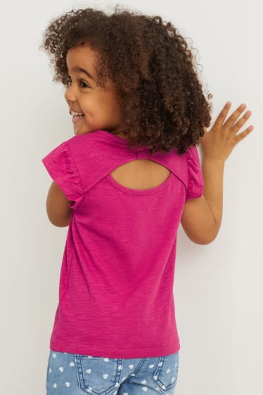 Kinder Mädchen - Kurzarmshirt - Glanz-Effekt - dunkelrosa