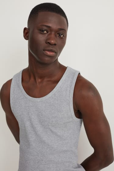 Men - Vest top - double rib - gray