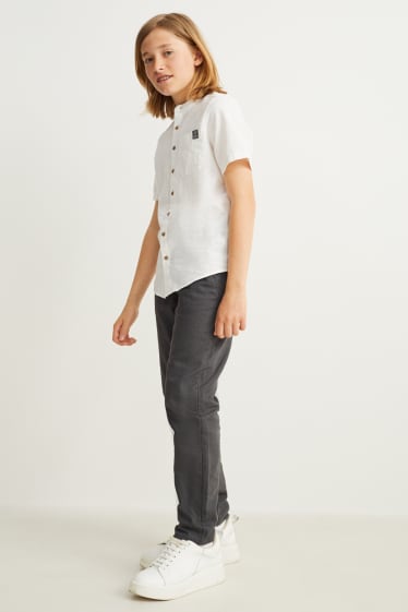 Enfants garçons - Pantalon - lin mélangé - gris foncé