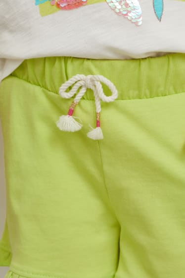 Kinderen: meisjes - Set van 2 - shorts - lichtgroen