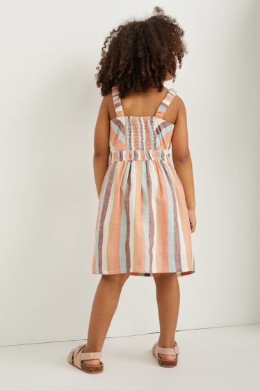 Children Girls - Dress - striped - cremewhite
