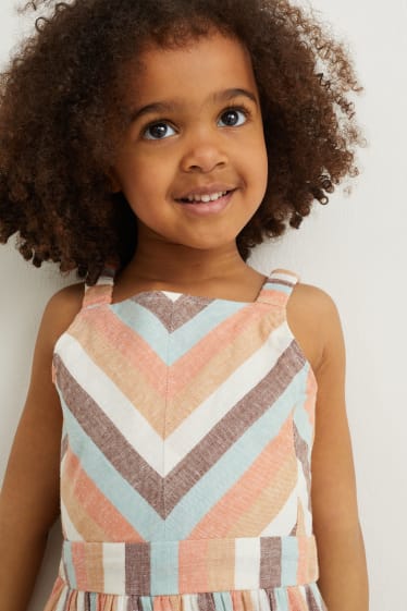 Children Girls - Dress - striped - cremewhite