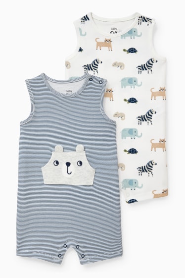 Bébés garçons - Lot de 2 - pyjamas bébé - bleu foncé / blanc