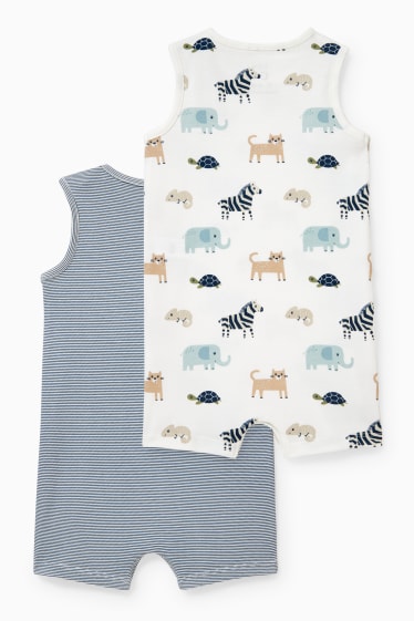 Neonati - Confezione da 2 - pigiama neonati - blu scuro / bianco