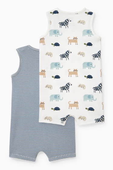 Bébés garçons - Lot de 2 - pyjamas bébé - bleu foncé / blanc