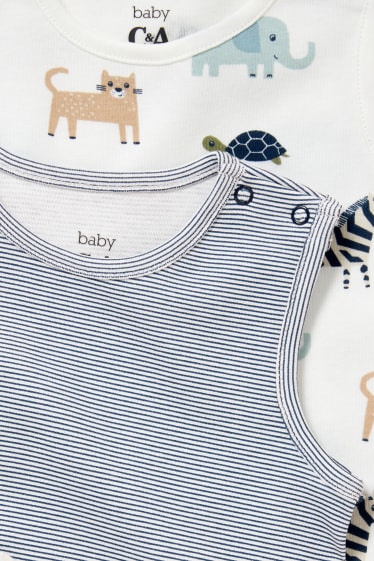 Babys - Set van 2 - baby-pyjama - donkerblauw / wit