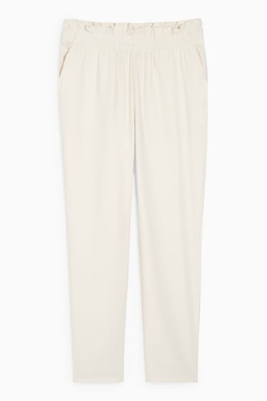 Women - Cloth trousers - mid-rise waist - relaxed fit - cremewhite