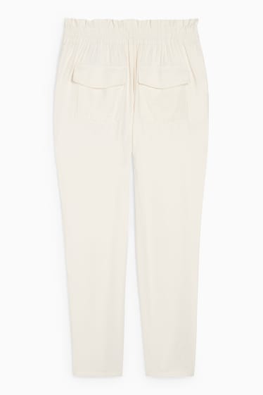 Women - Cloth trousers - mid-rise waist - relaxed fit - cremewhite