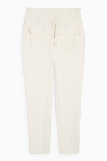 Women - Cloth trousers - mid-rise waist - relaxed fit - cremewhite