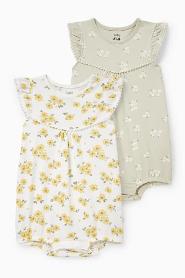 Bébés filles - Lot de 2 - pyjamas bébé - à fleurs - vert clair
