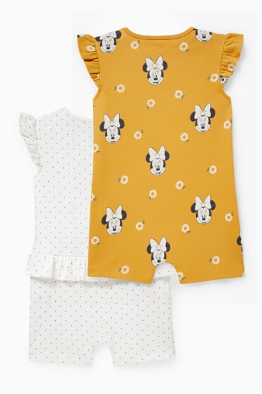 Babys - Set van 2 - Minnie Mouse - baby-pyjama - wit / geel