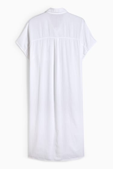 Damen - Blusenkleid - Leinen-Mix - weiß