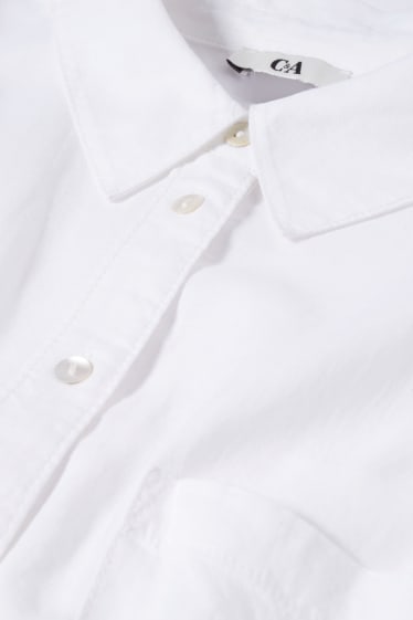 Donna - Vestito a camicia - misto lino - bianco