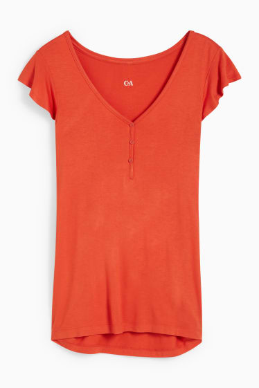 Dames - Viscose pyjamashirt - donker oranje